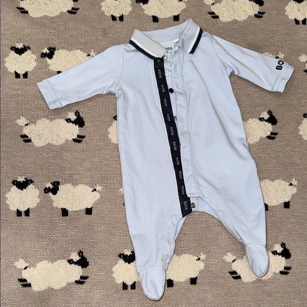 Boss Blue Footie One Piece with Enclosed Feet